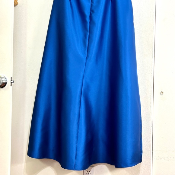 Alfred Sung D831 One Shoulder Draped Front Slit Satin Gown - Picture 8 of 12